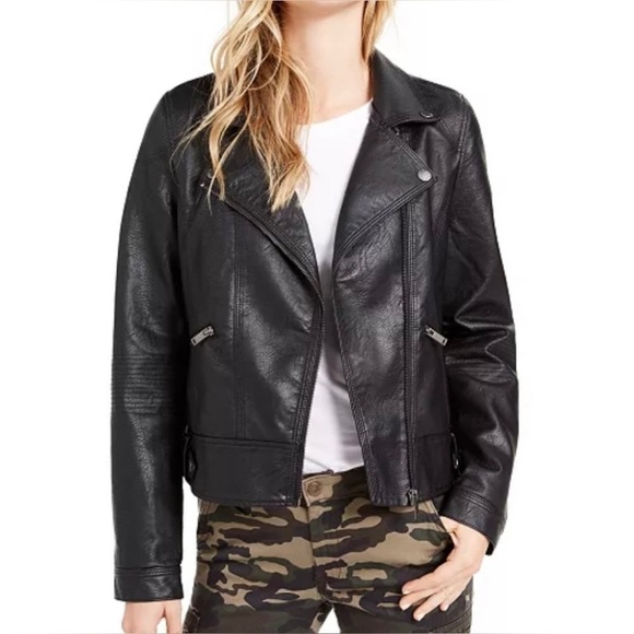 Oat New York Faux Leather Jacket Leopard Print Lining Women's Size Small - Picture 1 of 11